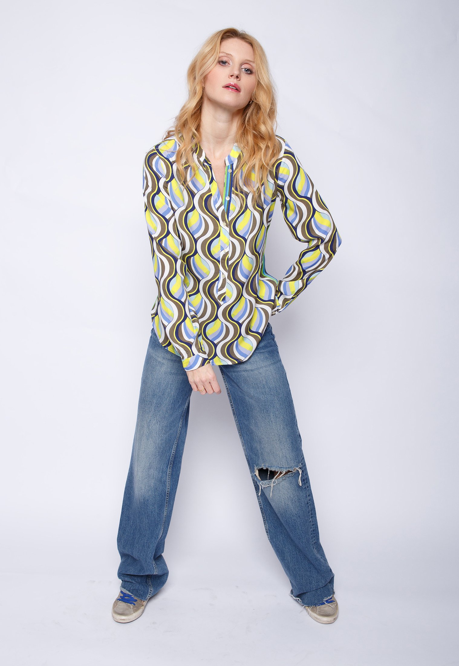 Emily van den bergh bluse khaki Clearance